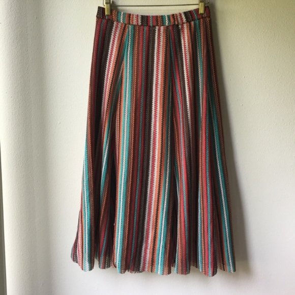 Zara Knit Multicolored Striped Midi Skirt - Picture 6 of 7